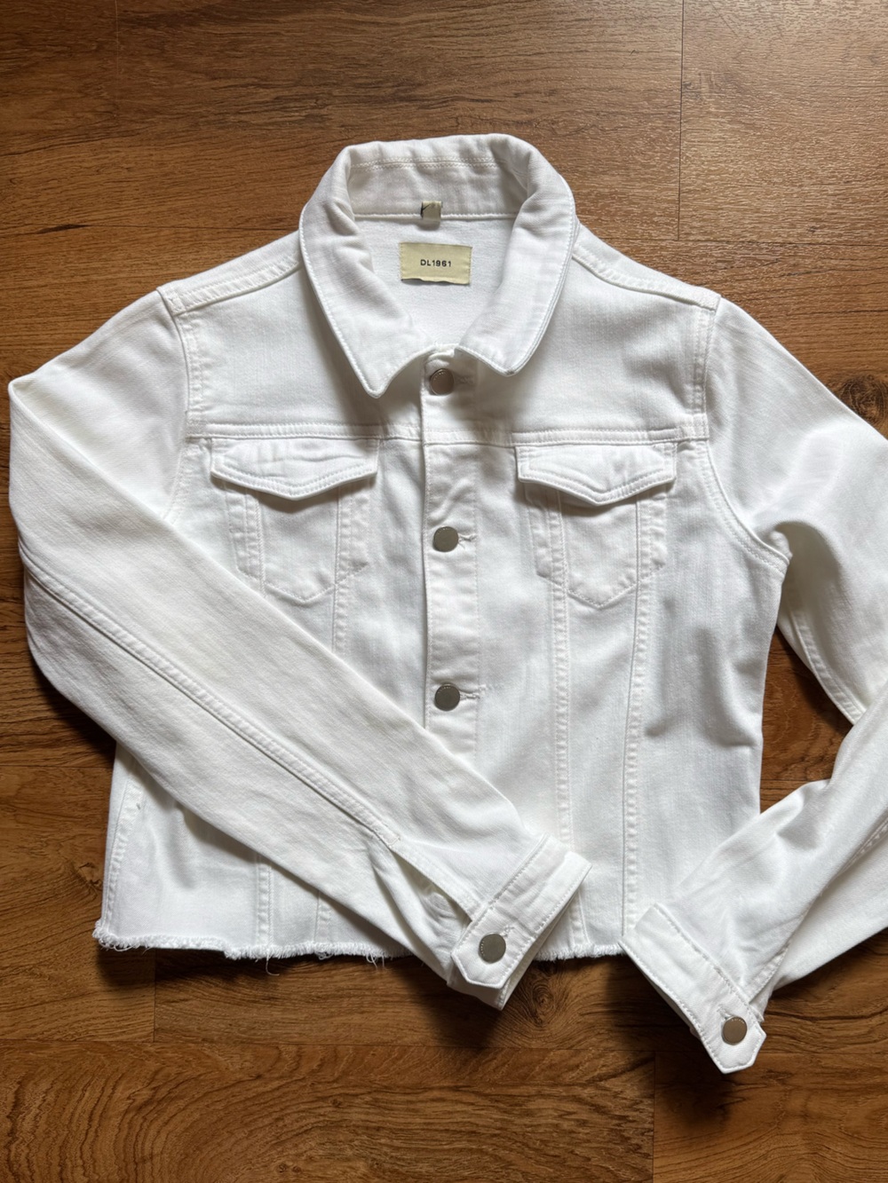 DL1961 White Denim Jacket with Label Detail